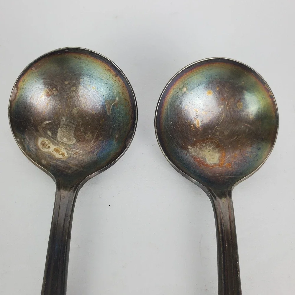 Set of 2 Vtg Albert Pick Co. Inc. Silver Plated Child's Spoon Engraved KOSHER